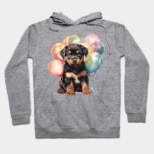 Rottweiler Dog Holding Balloons Hoodie